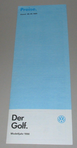 Brochure price list golf - price, vw