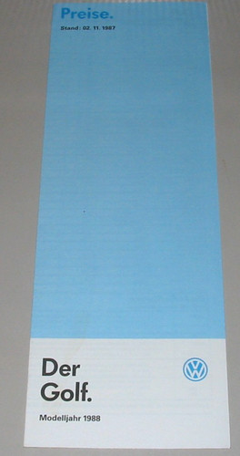Brochure price list golf - list, vw
